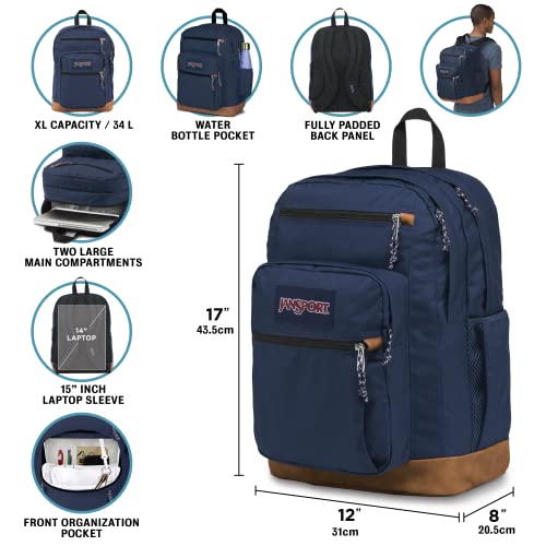 JanSport Cool Backpack, with 15-inch Laptop Sleeve - Large Computer Bag Rucksack with 2 Compartments, Ergonomic Straps, Black - color: Black