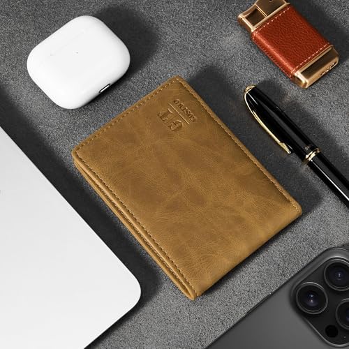 Gostwo RFID Blocking Bifold Wallet for Teen Boys & Men, Credit Card Holder - color: Brown