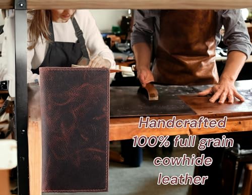 F&L CLASSIC Men's RFID Vintage Look Genuine Leather Long Bifold Wallet Checkbook Wallets,hard wax crunch,240-52 - color: hard wax crunch