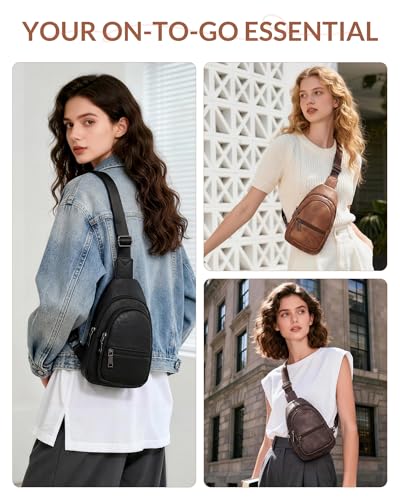 Sling Bag for Women, Crossbody Waist Pack Chest Purse Travel Black | Crossbody Purse with Dual Zipper Main Compartment,6 Pockets & 4 Card Slots, Reversible Design, Travel & Daily Use - color: Z-pure Black