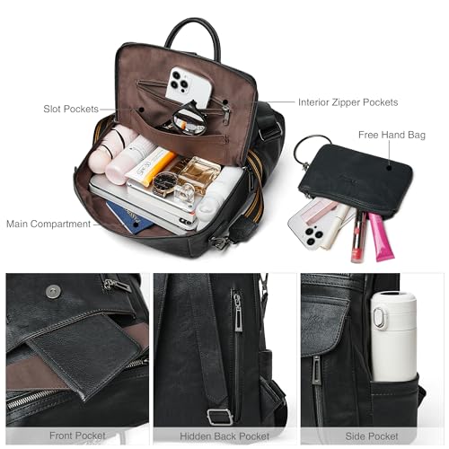 Shrrie Backpack Purse for Women Fashion Leather Backpack Purse Designer Travel Backpack Convertible Shoulder Bag with Wristlet - color: 2-2 Two-tone Black