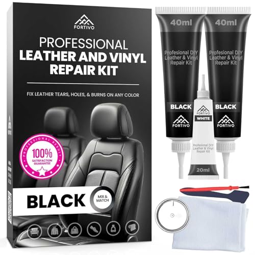 Professional Black Leather Repair Kit for Furniture, Couches, Boots, and Purses, Scratch Repair and Car Leather Restoration, All-Inclusive Vinyl Repair Kit, Quick and Easy to Use - color: Black