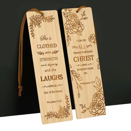 2 Pcs Bible Bookmarks for Women, Bamboo Religious Christian Bookmarks Gifts for Women Book Marks for Reading (Plant) - style: Plant