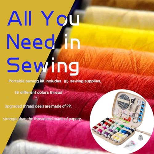 Floral Sewing Kit Printing Sewing Project Kits,Professional Sewing Supplies for Adults, Zipper Sewing Needles Set, 87 PCS Travel Sewing Accessory for Emergency, Home - color: 87PCS-Florid