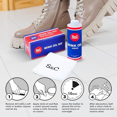 Stone and Clark Mink Oil for Leather Boot - Leather Conditioner & Protector for Boot, Belt, Saddle, Baseball Glove & Purse - style: Oil
