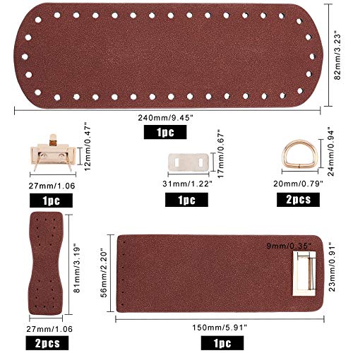 PandaHall DIY PU Leather Bag Knitting Set, Leather Bag Bottom/26 inch Shoulder Strap/Bags Twist Lock/Flap Cover/Bag Buckles for Crochet Handbag Tote Shoulder Bags, Brown(7 Kinds of Accessories) - color: Brown
