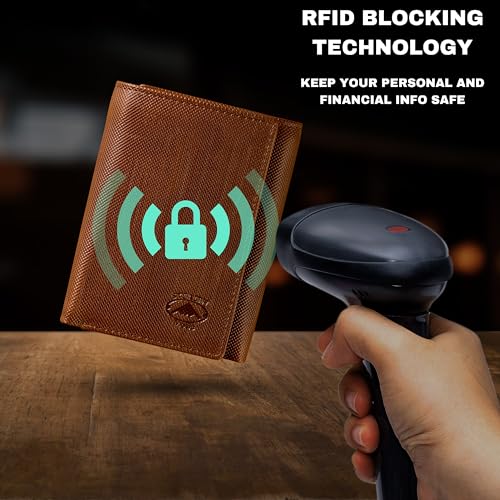 Stealth Mode Trifold Wallet - RFID Blocking Wallet with Flip ID Holder - Leather Case for Money, Credit Cards - Mens Organizer, Divided Billfold, Identity Protection - Men's Gifts (Brown Crunch) - color: Brown Crunch