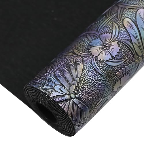 David accessories Butterfly Dragonfly Flower Bump Texture Faux Leather Sheet 1 Pc 11" x 55" (30x140cm) Faux Leather Fabric for DIY Bows Earrings Making Crafts (Butterfly&Gragonfly&Flowers E) - color: Butterfly&gragonfly&flowers E