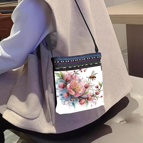DDGYP DIY Diamond Painting Crossbody Bag, Diamond Art Kits for Adults Women | PU Leather Floral Bee Art Bag, Diamond Art Projects Craft Kits - color: Butterfly Flower 4