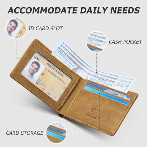 Gostwo RFID Blocking Bifold Wallet for Teen Boys & Men, Credit Card Holder - color: Brown