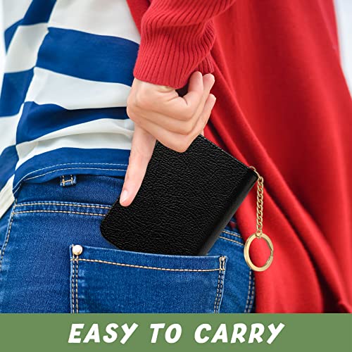 Credit Card Holder for Women, Small RFID Wallet Slim Leather Card Case - color: A-Black, size: Keychain