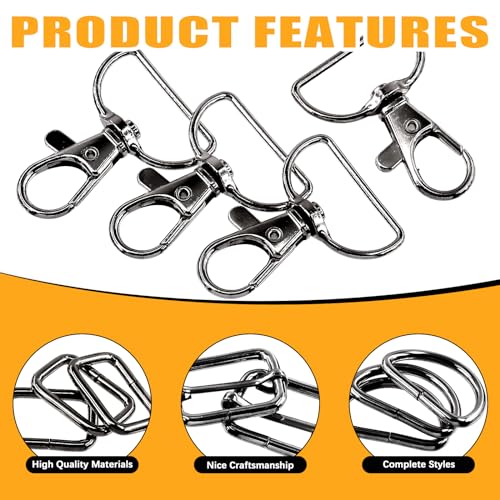 100Pcs Purse Hardware Buckles Bag Making Assortment Kit Includes Swivel D Ring Hooks Clasps Slide Buckles Snap Button - color: Gunblack