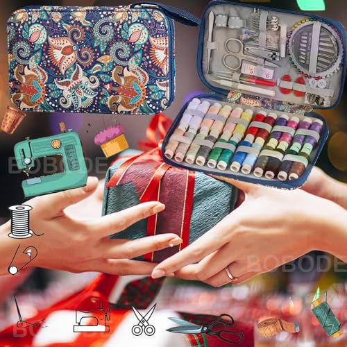 130 PCS Paisley Printing Sewing Kit with All Sewing Supplies Accessories | Professional Hand Travel Sewing Set for Adults, Emergency & Beginners - color: 130PCS-Paisley Design