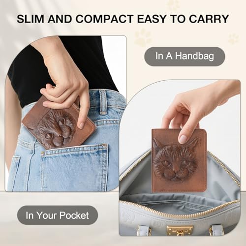 Small Wallet Women Slim RFID Leather Bifold Wallet Embossed Design | Compact design with ID window, card slots, and zipper coin pocket, ideal for daily travel, shopping, and gifts - color: 13-Red Brown