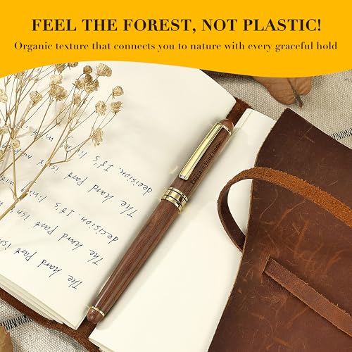 BEILUNER Luxury Personalized Wood Ballpoint Pen Writing Set,Walnut-Elegant Fancy Nice Gift Pen Set for Signature Executive Business Office Supplies - Christmas Gift Boxed with Extra Refills (Black) - color: ,Walnut(Personalized)