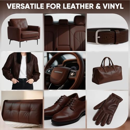 Leather Recoloring Balm - Scratch Repair & Color Restore Kit for Faded Leather, Leather Couch & Car Seats - 10OZ Leather Restorer Balm for Furniture, Auto Interior, Vinyl, Accessories (Medium Brown) - color: Medium Brown, size: 10 OZ