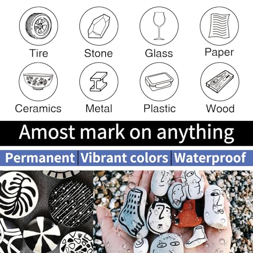 White Paint Pens 4 Pcs Oil Based Medium Tip Permanent Marker Pen | Waterproof, Quick-drying, Fade Resistant, 3mm Paint Markers for Rock Painting, Plastic, Metal, Car Tyre, Glass, Wood, Canvas - color: White