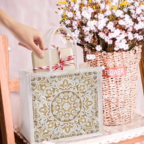 Xylzzuit DIY Pearl Painting Canvas Tote Bag Kit 11.42IN Diamond Art Handbag for Women Shopping Grocery Bag Dots Beads Art Craft Gift (Mandala) - color: Mandala