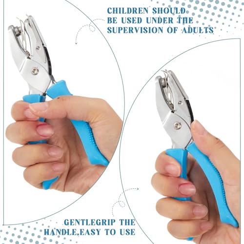 Zonon 3 Pcs Round Heart Star Blue Hole Punchers | Soft Grip Paper Punchers, Metal Single Hole Design, For Scrapbook Tags Tickets Crafts, Create Decorative Project Holes - color: Blue, style: Round Heart Star