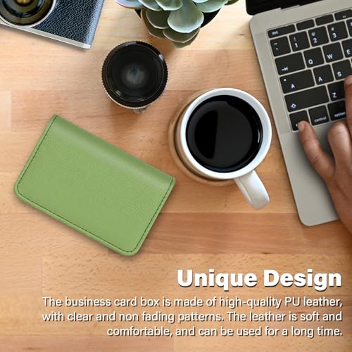 Business Card Holder，PU Leather Business Card Case Color Printing Pattern Card Holder Wallet，Pockets Magnetic Credit Card Holders for Men and Women - Banana Green - color: Banana Green