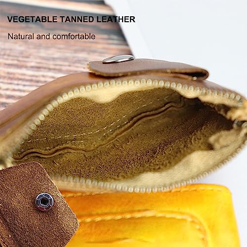 Genuine Cowhide Coin Purse for Men, Women Leather Coin Pouch Zipper Coin Purse Wallet Leather Zipper Storage Bag Coin Organizer (Black) - color: Black