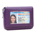 GOIACII Wallets for Women RFID Blocking Ultra Slim Real Leather Credit Card Holder Clutch - color: Z-Purple