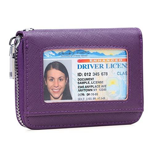 GOIACII Wallets for Women RFID Blocking Ultra Slim Real Leather Credit Card Holder Clutch - color: Z-Purple