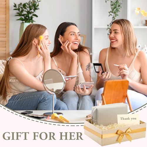 Kigeli Leather Makeup Bag PU Leather Cosmetic Pouch Wide-open Waterproof Toiletry Organizer with Dividers Travel Bag Birthday Valentine's Day Gifts for Women Friend Sister Daughter BFF(Beige) - color: Beige