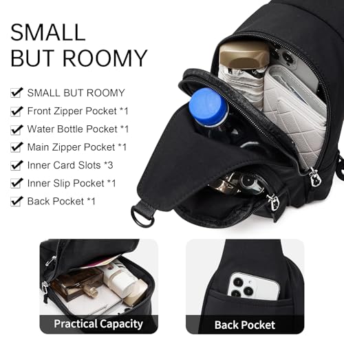 cakang Womens Sling Bag Crossbody Bags for Women Vegan Leather Sling Backpack Daypack Fanny Pack Crossbody Purse Travel - color: 6-black-small