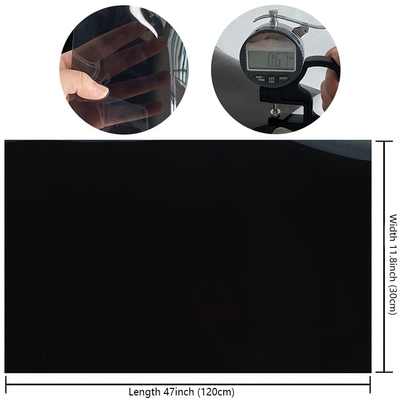 ONEART | Black Transparent Leather Vinyl, 30 Gauge Solid Color See-Through Waterproof Jelly Faux Leather for Women DIY Handbags Tote, 12" x 48" - color: Black