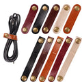 20 Pack Leather Cable Straps Cord Organizers Leather Cable Ties Cord Snap On Cable Holders Keepers For Travel, USB Charging Cable Management Winder Earphone Wrap, Gifts for Women Men