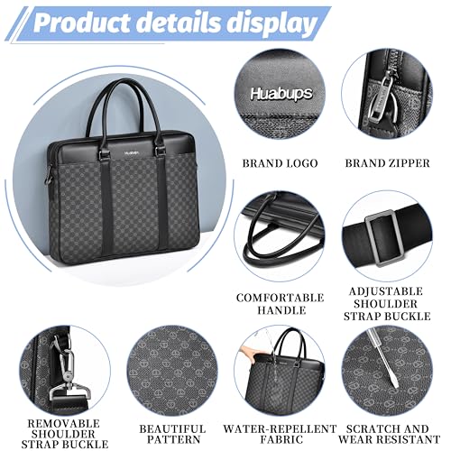 FSD. WG Business Bag Leather Messenger Bag Water Resistant Business Travel Briefcase Handbag Briefcase for Men - color: 91black