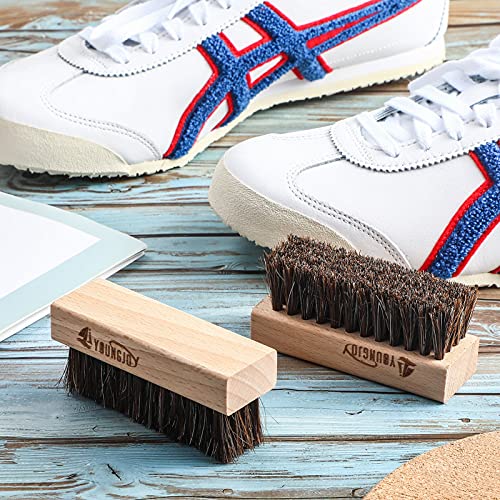 YoungJoy Sneaker Cleaning Brush Shoes Shine Dauber Nylon/Horsehair/Boar Cleaner Brushes Crepe Applicators(Horsehair bristle) - style: Horsehair Bristle