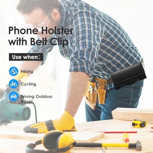 Mopaclle Leather Phone Holster with Heavy Duty Metal Belt Clip and Card Holder, Compatible with Samsung Galaxy S26/S25/S24/S23/S22 Ultra, Note 20/10 Series, and A17/A17F/A17M Series - Black - color: 01-Leather- Black, size: XL(6.85x3.6x0.75)