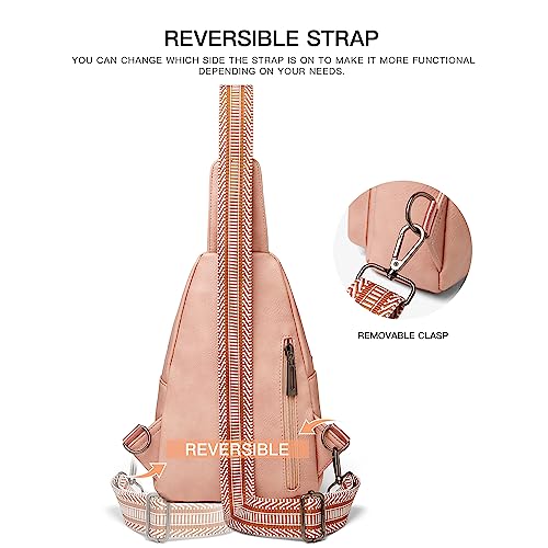 LATMAP 7L Sling Bag For Women Faux Leather Anti Theft Small Casual Daypack Backpack Fanny Pack Crossbody Chest Bags Purse Waterproof Light Pink - color: 7l-light Pink