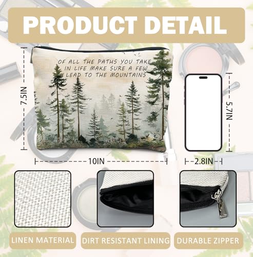 Inspirational Green Forest Landscape Makeup Bag, Inspirational Gifts for Women, Rustic Farmhouse Pine Tree Cosmetic Bags, Gifts for Nature Lovers Zipper Makeup Pouch Travel Toiletry Bag - color: Inspirational Rustic
