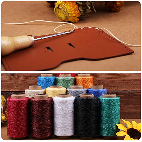 Qmnnma Waxed Thread 284 Yards, Leather Sewing Waxed Thread Cord (Off-White) - color: Off-white