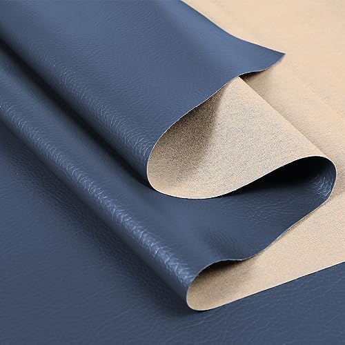 Marine Vinyl Upholstery Faux Leather Fabric, 1 Yard Navy Blue | Marine Grade Faux Leather Vinyl by the Yard, Waterproof, Soft & Durable, for Boat, Furniture Upholstery, DIY Sewing Crafts - color: Navy Blue, size: 1 Yard 55" x 36" (Pre-cut)