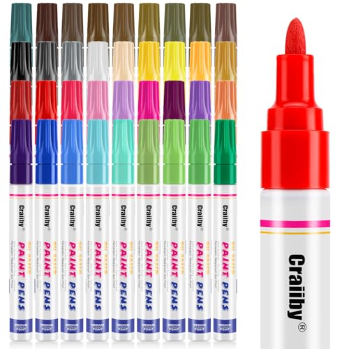 Oil Based Paint Markers, 36 Colors Permanent Paint Pens, Waterproof Quick Dry Paint Marker Set for Rock Painting, Wood, Glass, Metal, Plastic, Canvas, DIY Craft - color: 36 Colors Oil-Based Paint Markers