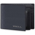 VISOUL Mens Carbon Fiber Leather Bifold Wallet with 2 ID Windows, RFID Blocking Secure Designer Wallets for Men with Two Cash Compartments (Black+Black) - color: Black+Black