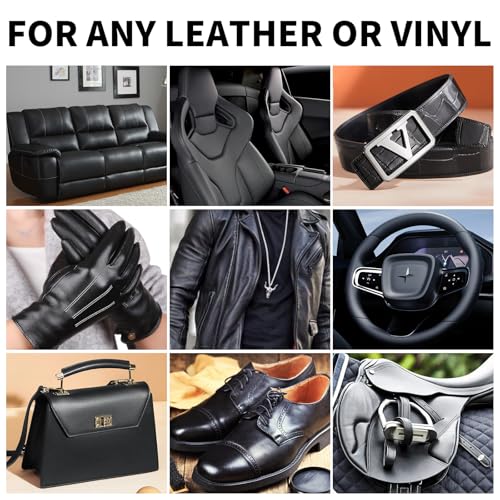 Leather Recoloring Balm,8.5oz Leather Color Restorer,Black Leather Repair kit for Furniture and Car Interior,Leather Couch Scratch Repair,Leather Dye Paint for Faded,Cracked and Damaged Leather - color: Black, size: Leather Recoloring Balm