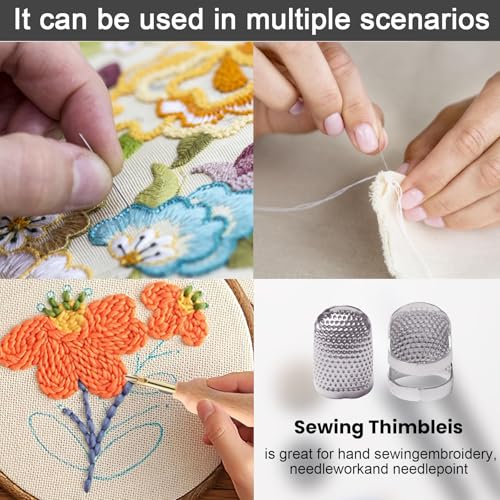 1 Pcs Adjustable Metal Sewing Thimble Finger Protector Open Top Ring Thimble Fingertip Shield for Quilting Embroidery Hand Sewing Tool(Silver, S) - color: Silver|S