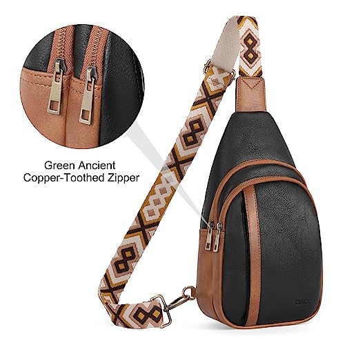 CLUCI Crossbody Bags for Women Men,Leather Sling Bag Cross Body Backpack for Woman Gifts for Women Birthday Unique - color: 3-2a Black With Brown