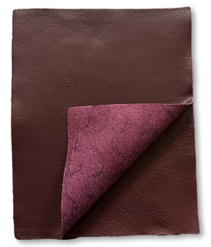 Natural Grain Cow Leather: 8.5'' x 11'' Pre Cut Leather Pieces (Burgundy, 5-Pack) - color: Burgundy, size: 5-Pack