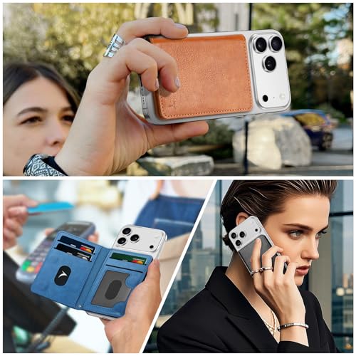TUCCH Magnetic Wallet for iPhone 17/16/15/14/13/12 Series, Textured Black | 6 Card Holders, Compatible with Magsafe, RFID Blocking, Clear ID Window, Flip Card Case, PU Leather - color: Black - Textured