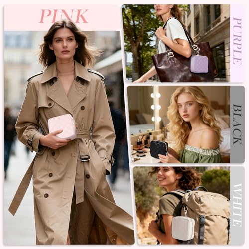 4.9" Small Makeup Bag, Checkered Mini Cosmetics Bag for Purse with Ring Buckle, Portable Small Travel Makeup Pouch for Women, Birthday/Wedding/Christmas Gifts (Checkered, Pink) - color: Checkered Pink-4.9 inch