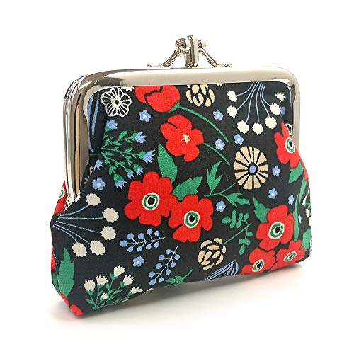 Cute Floral Buckle Coin Purses Vintage Pouch Kiss-lock Change Purse Wallets… - color: 12