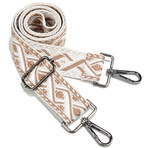 1.5" Wide Purse Strap Adjustable Replacement Gunmetal Hardware Long Crossbody Bag Strap for Thick Shoulder Bags Canvas Handbags Straps - color: Gunmetal Hardware-414