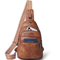 LATMAP 7L Sling Bag For Women Faux Leather Anti Theft Small Casual Daypack Backpack Fanny Pack Crossbody Chest Bags Purse Waterproof Brown - color: Brown