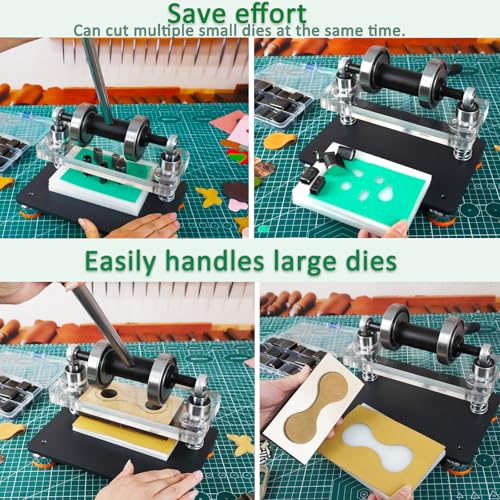 Leather Cutting Machine 1.8 Ton, Portable Manual Press Die Cutter Dual Guide Shafts Die Cut Machine with 39-Piece Professional Hole Punch Kit for Leather, Fabric, Plastic & More — DIY Craft Essential